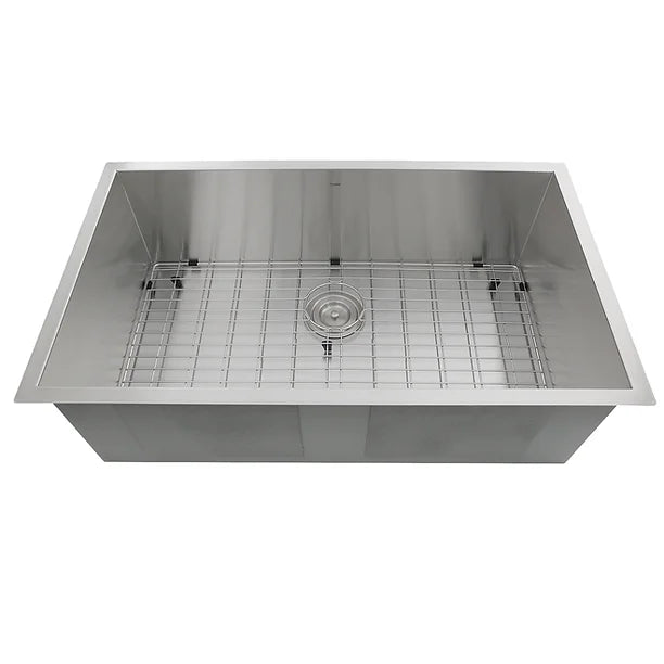 Nantucket Sink Pro Series ZR3219-16 , 32 Inch Pro Series Large Rectangle Single Bowl Undermount Zero Radius Stainless Steel Kitchen Sink
