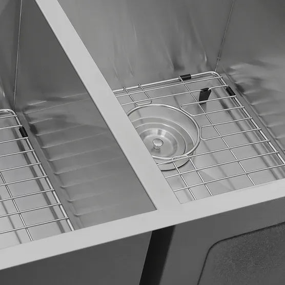 Nantucket Sink Pro Series ZR3219-OS-16 , 32 Inch Pro Series 60/40 Offset Double Bowl Undermount Zero Radius Stainless Steel Kitchen Sink