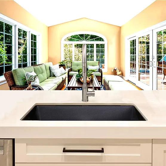 Nantucket Sink Plymouth PR3020-DM-(BL,S,W) , Large Single Bowl Dualmount Granite Composite