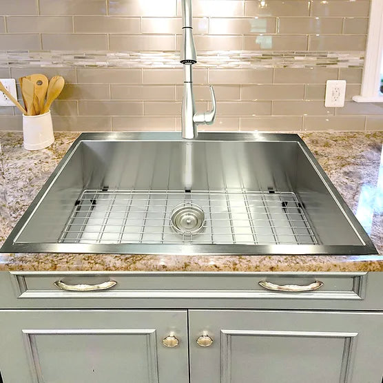 Nantucket Sink Pro Series ZR3322-S-16 , 33 Inch Large Rectangle Single Bowl Self Rimming Zero Radius Stainless Steel Drop In Kitchen Sink