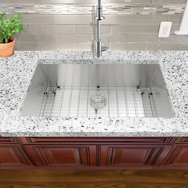 Nantucket Sink Pro Series ZR3219-16 , 32 Inch Pro Series Large Rectangle Single Bowl Undermount Zero Radius Stainless Steel Kitchen Sink