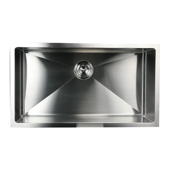 Nantucket Sink Pro Series SR3218-16 , 32 Inch Pro Series Large Rectangle Single Bowl Undermount Small Radius Corners Stainless Steel Kitchen Sink