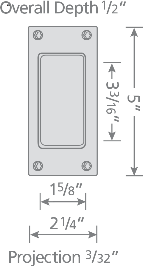 Omnia - Pocket Door Flushcups - 7012 Modern Rectangular Flush Cup
