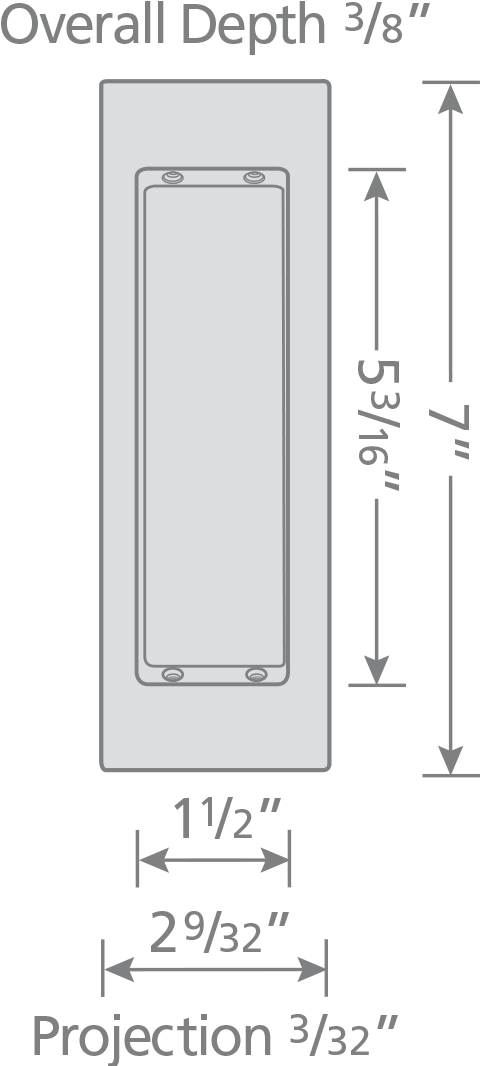 Omnia - Pocket Door Flushcups - 7035 Modern Rectangular Flush Cup