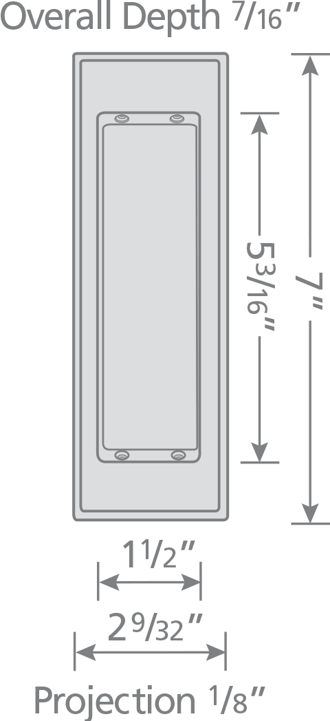Omnia - Pocket Door Flushcups - 7037 Traditional Rectangular Flush Cup