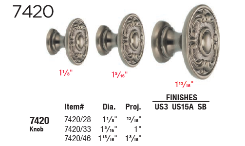 Omnia Ornate 7420 Solid Brass Cabinet Knobs & Pulls