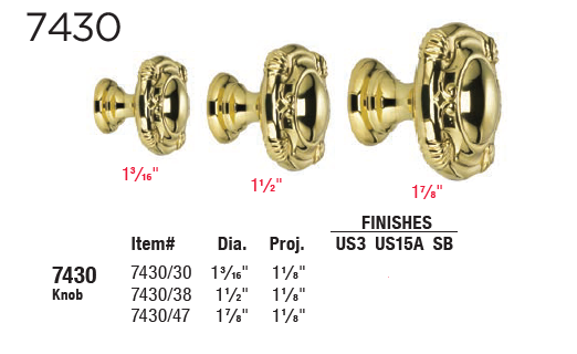 Omnia Ornate 7430 Solid Brass Cabinet Knobs & Pulls