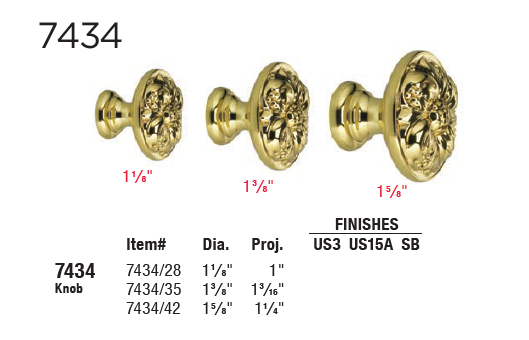 Omnia Ornate 7434 Solid Brass Cabinet Knobs & Pulls