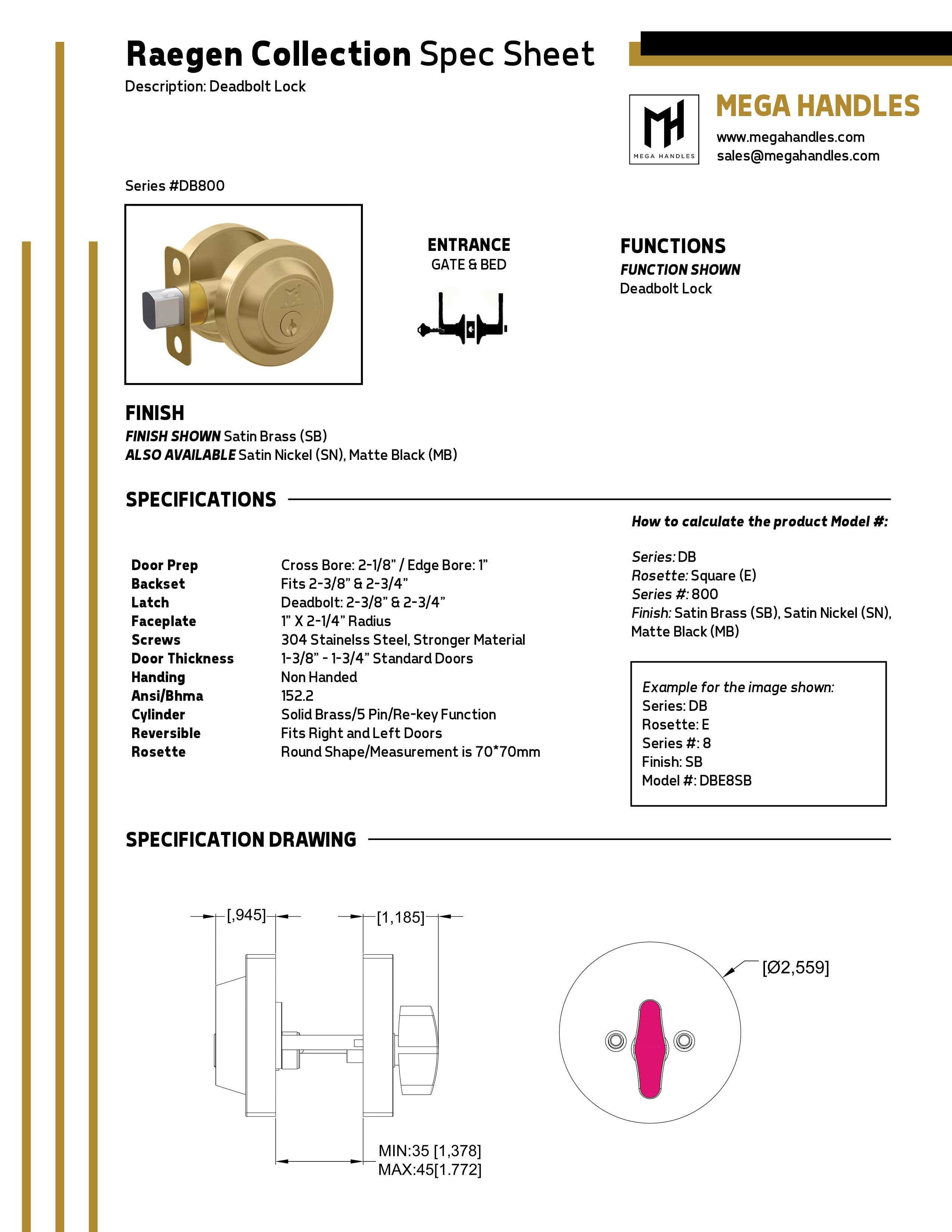 Mega Handles - Door Accessories - Round Deadbolt