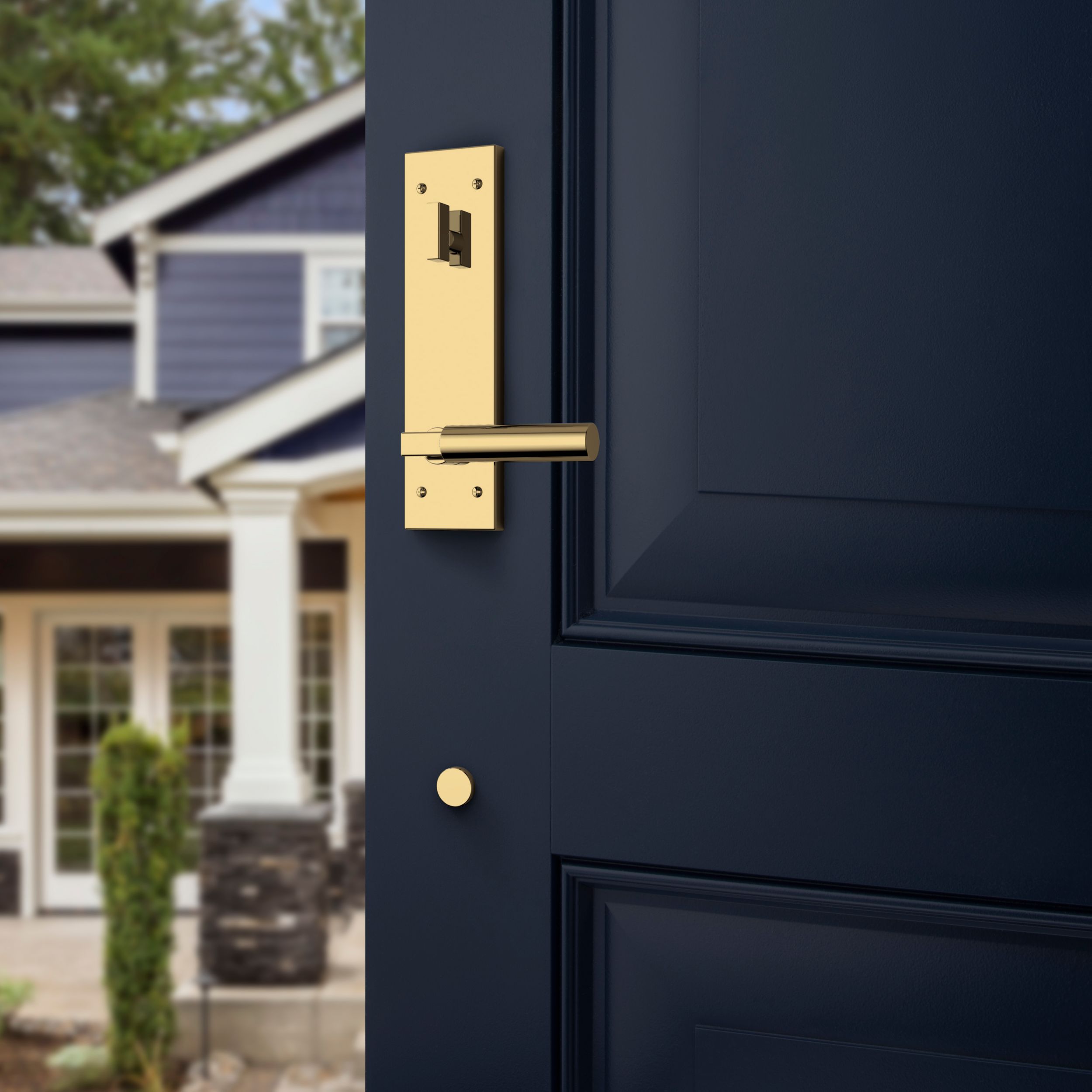 Baldwin - Estate Collection - Tubular Entry Handlesets - Gramercy Full Escutcheon Emergency Egress Handleset w/ L029 Gramercy Lever