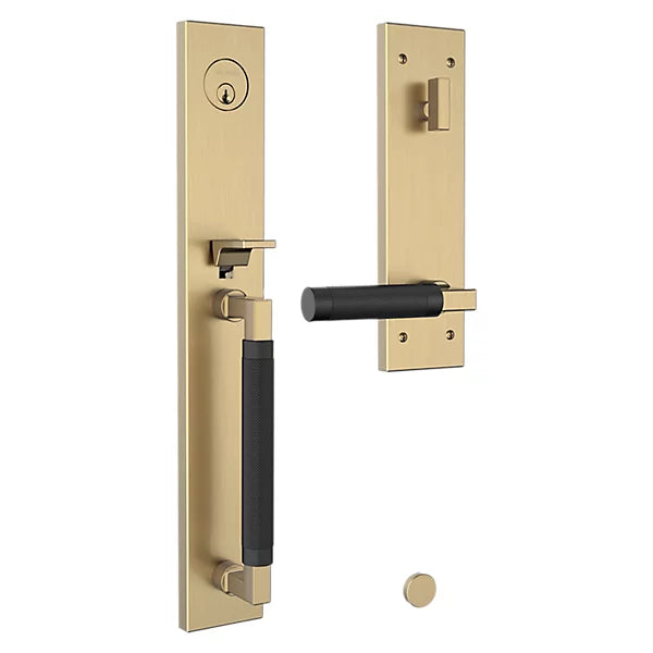 Baldwin - Estate Collection - Tubular Entry Handlesets - Gramercy Knurled Full Escutcheon Emergency Egress Handleset w/ L030 Gramercy Knurled Lever