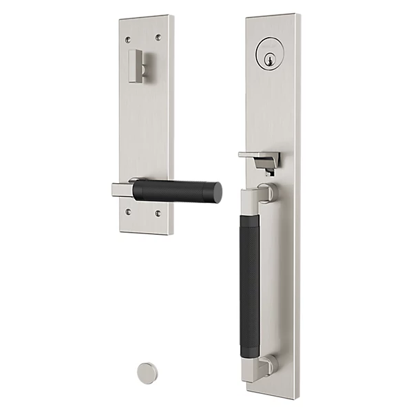 Baldwin - Estate Collection - Tubular Entry Handlesets - Gramercy Knurled Full Escutcheon Emergency Egress Handleset w/ L030 Gramercy Knurled Lever