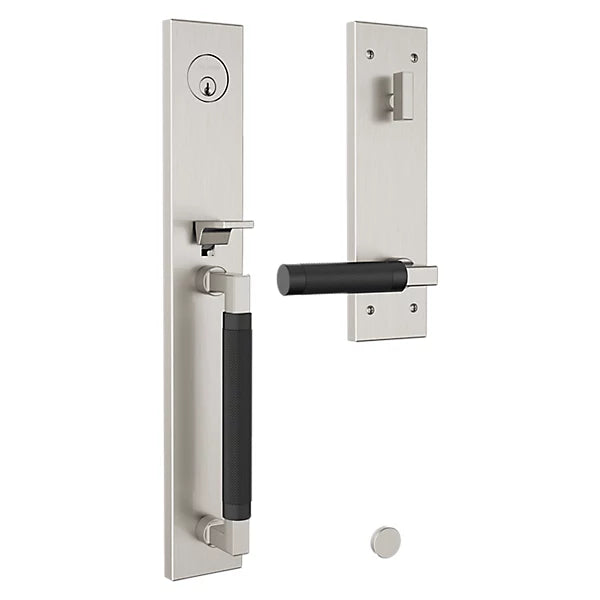 Baldwin - Estate Collection - Tubular Entry Handlesets - Gramercy Knurled Full Escutcheon Emergency Egress Handleset w/ L030 Gramercy Knurled Lever