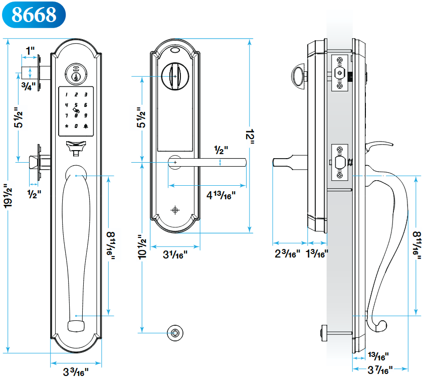 Omnia - Electronic Handleset - 8668 EOMNIA Digital Smart Lock