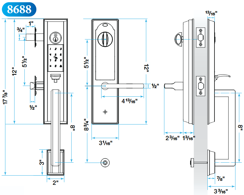 Omnia - Electronic Handleset - 8688 EOMNIA Digital Smart Lock