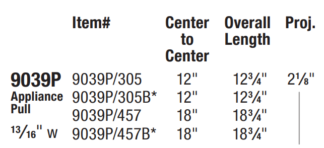 Omnia - Ultima III - 9039P Appliance Pull