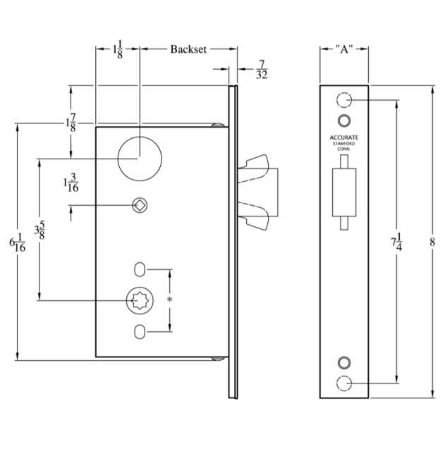 Accurate - ADA Sliding & Pocket Door Locks - 9100SDL Emergency Egress Functions (Lock Body Only)