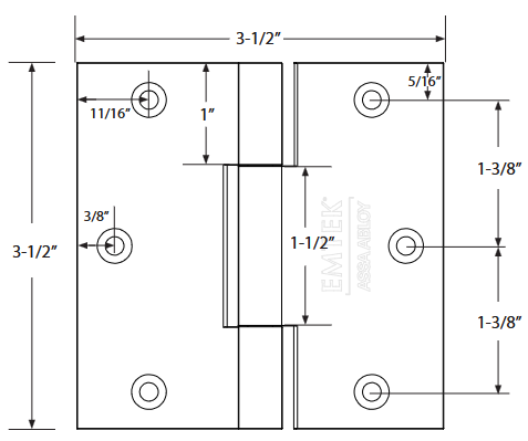 Emtek - Solid Brass Hinges - Heavy Duty Square Barrel Hinges (Pairs)