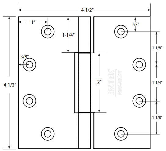 Emtek - Solid Brass Hinges - Heavy Duty Square Barrel Hinges (Pairs)