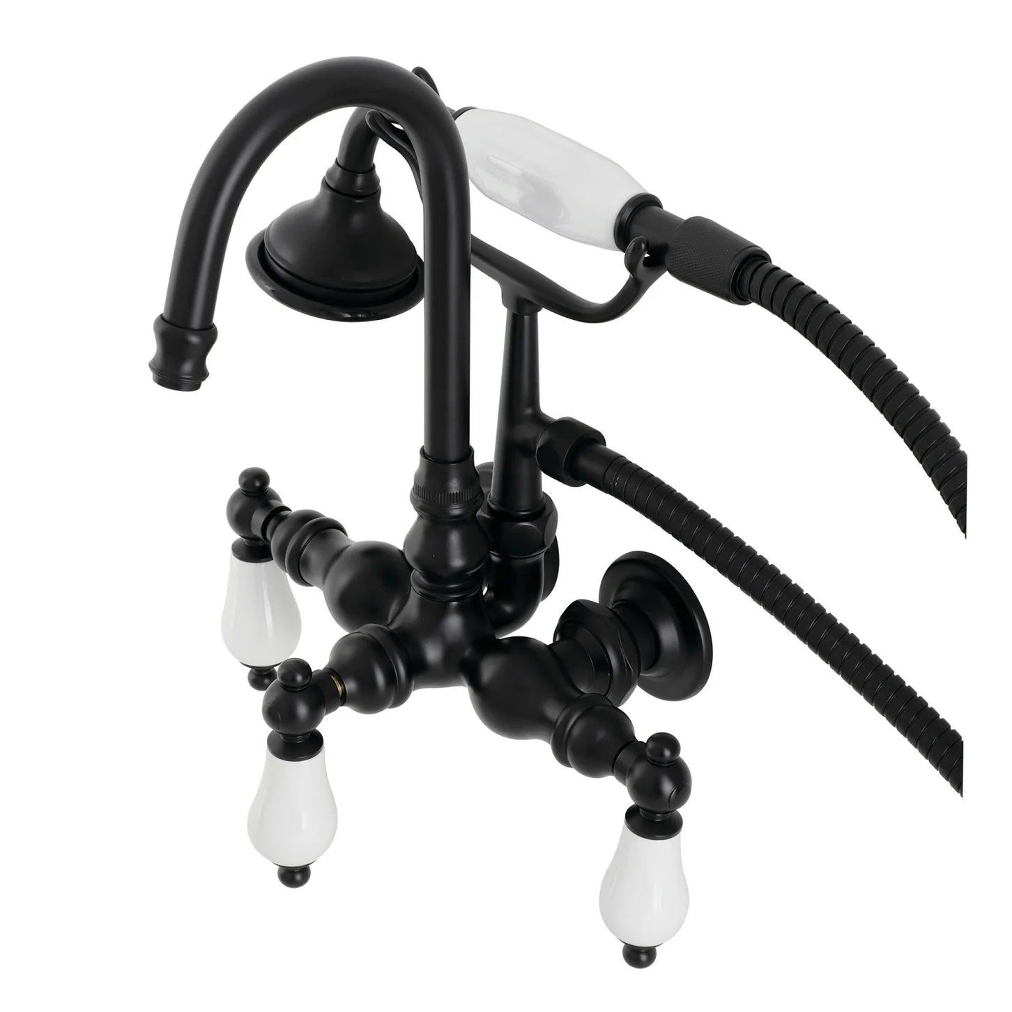 Kingston - Tub Faucets - Aqua Vintage AE11T Three-Handle 2-Hole Tub Wall Mount Clawfoot Tub Faucet with Hand Shower