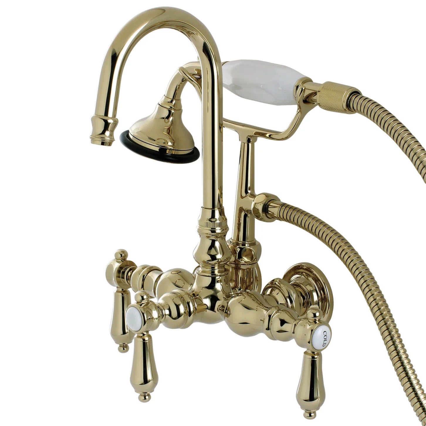 Kingston - Tub Faucets - Heirloom AE7TBAL Three-Handle 2-Hole Tub Wall Mount Clawfoot Tub Faucet with Hand Shower