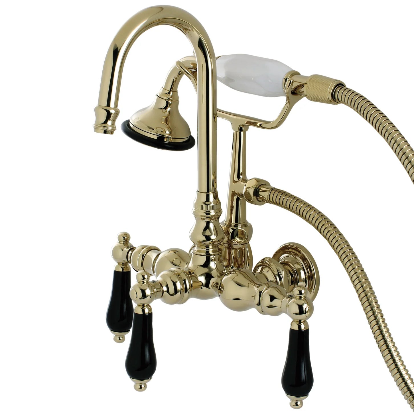 Kingston - Tub Faucets - Duchess AE7TPKL Three-Handle 2-Hole Tub Wall Mount Clawfoot Tub Faucet with Hand Shower