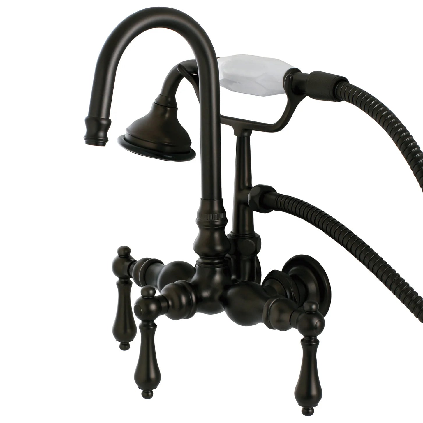 Kingston - Tub Faucets - Aqua Vintage AE7T Three-Handle 2-Hole Tub Wall Mount Clawfoot Tub Faucet with Hand Shower