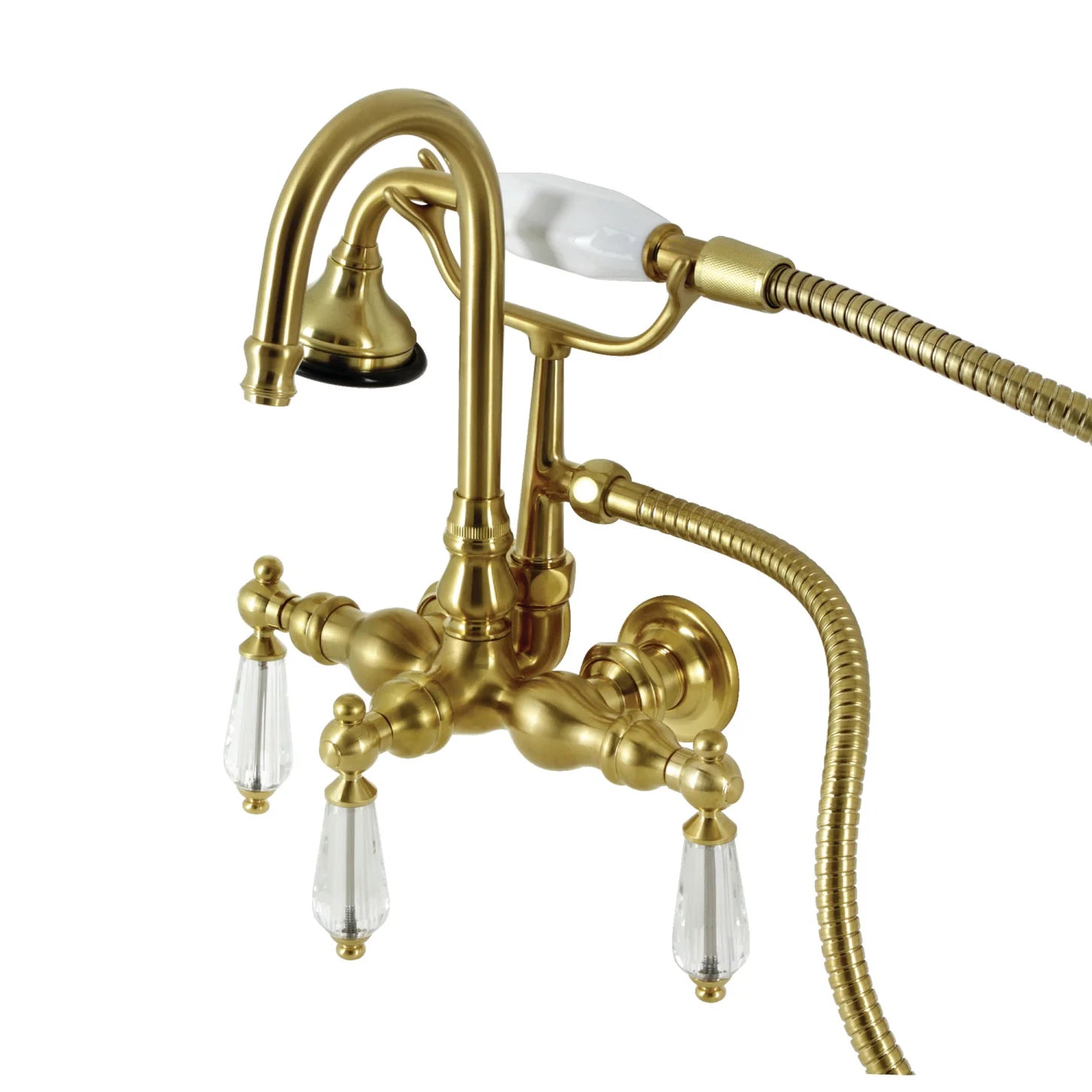 Kingston - Tub Faucets - Wilshire AE7TWLL Three-Handle 2-Hole Tub Wall Mount Clawfoot Tub Faucet with Hand Shower