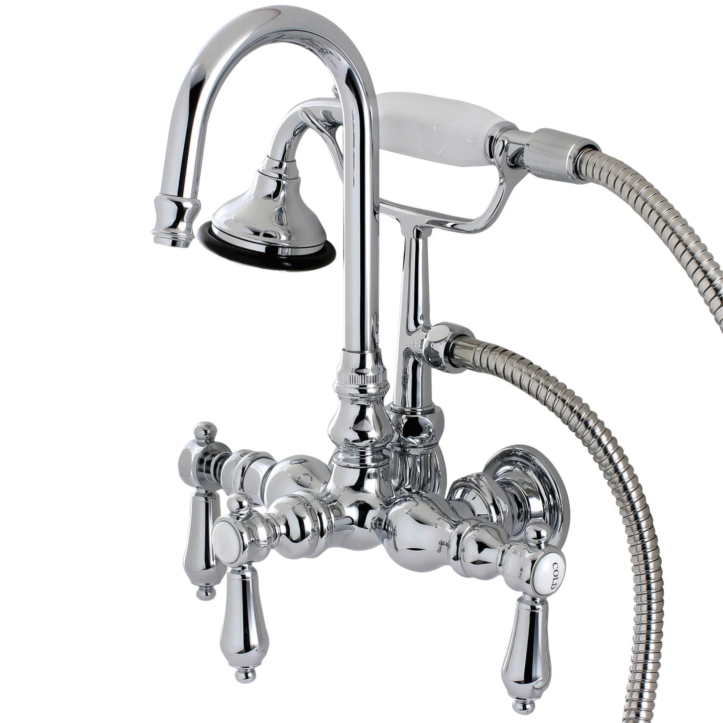 Kingston - Tub Faucets - Heirloom AE7TBAL Three-Handle 2-Hole Tub Wall Mount Clawfoot Tub Faucet with Hand Shower