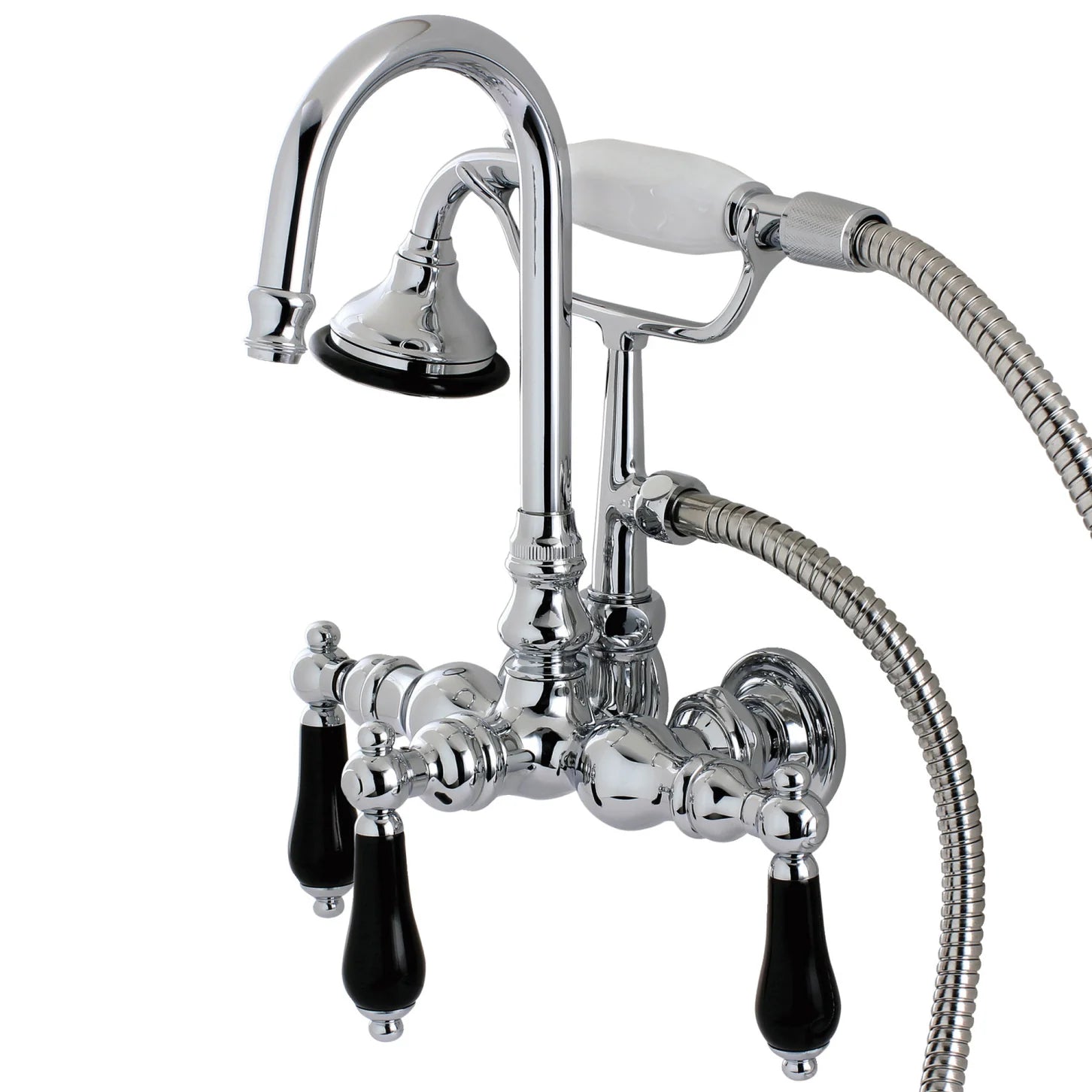 Kingston - Tub Faucets - Duchess AE7TPKL Three-Handle 2-Hole Tub Wall Mount Clawfoot Tub Faucet with Hand Shower