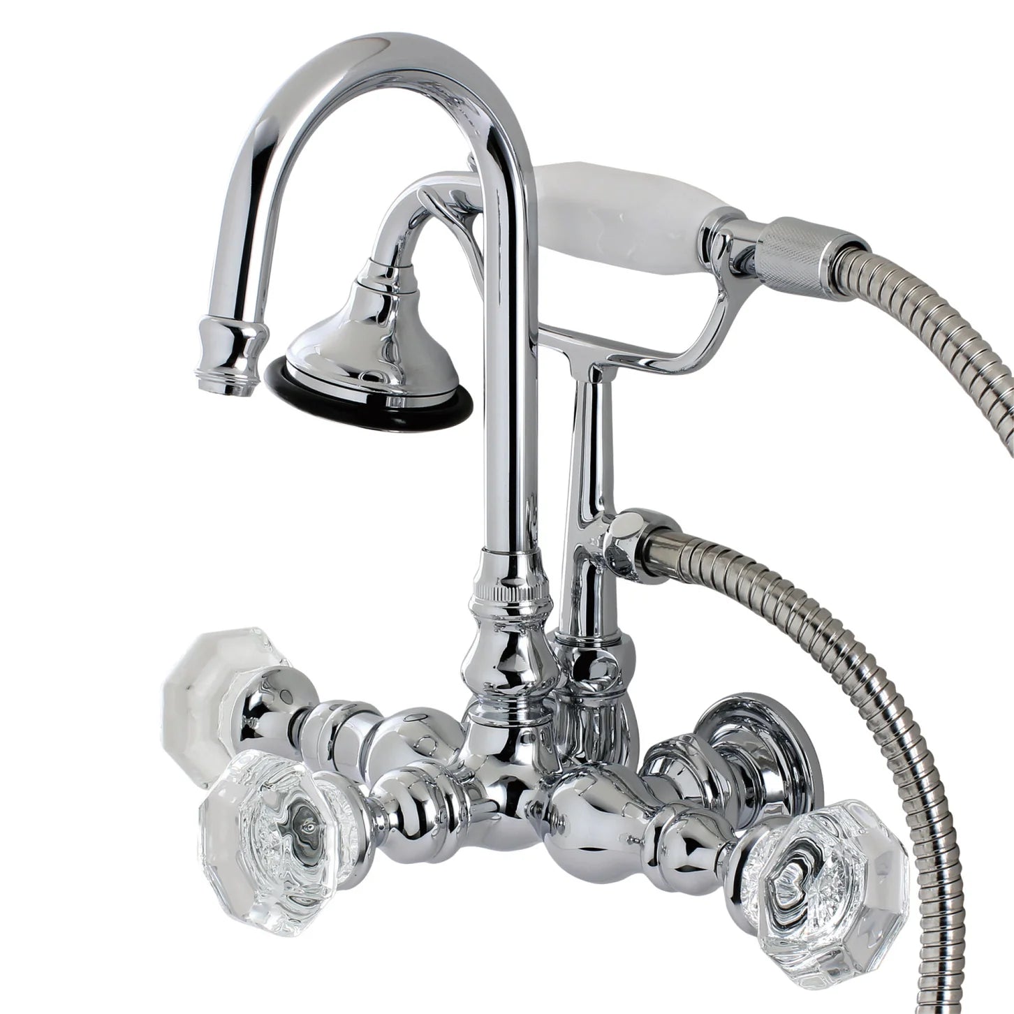 Kingston - Tub Faucets - Celebrity AE7TWCL Three-Handle 2-Hole Tub Wall Mount Clawfoot Tub Faucet with Hand Shower