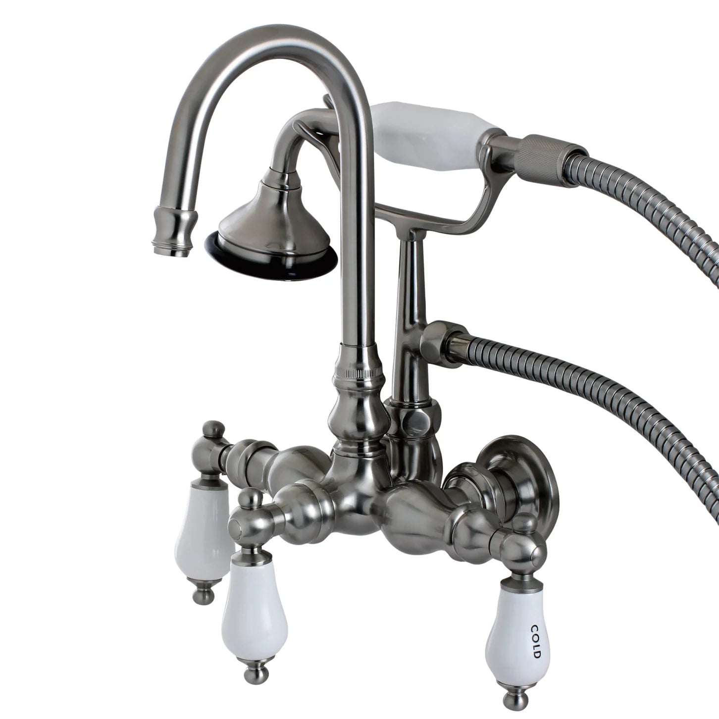 Kingston - Tub Faucets - Aqua Vintage AE9T Three-Handle 2-Hole Tub Wall Mount Clawfoot Tub Faucet with Hand Shower