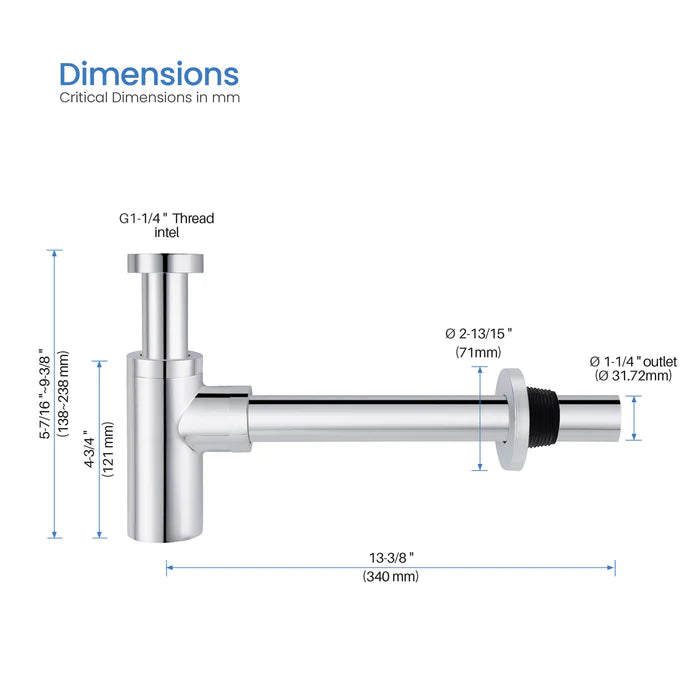 Casa Fixtures - Bathroom Accessories - Bathroom Sink Decorative Round Bottle Trap (BT-1)