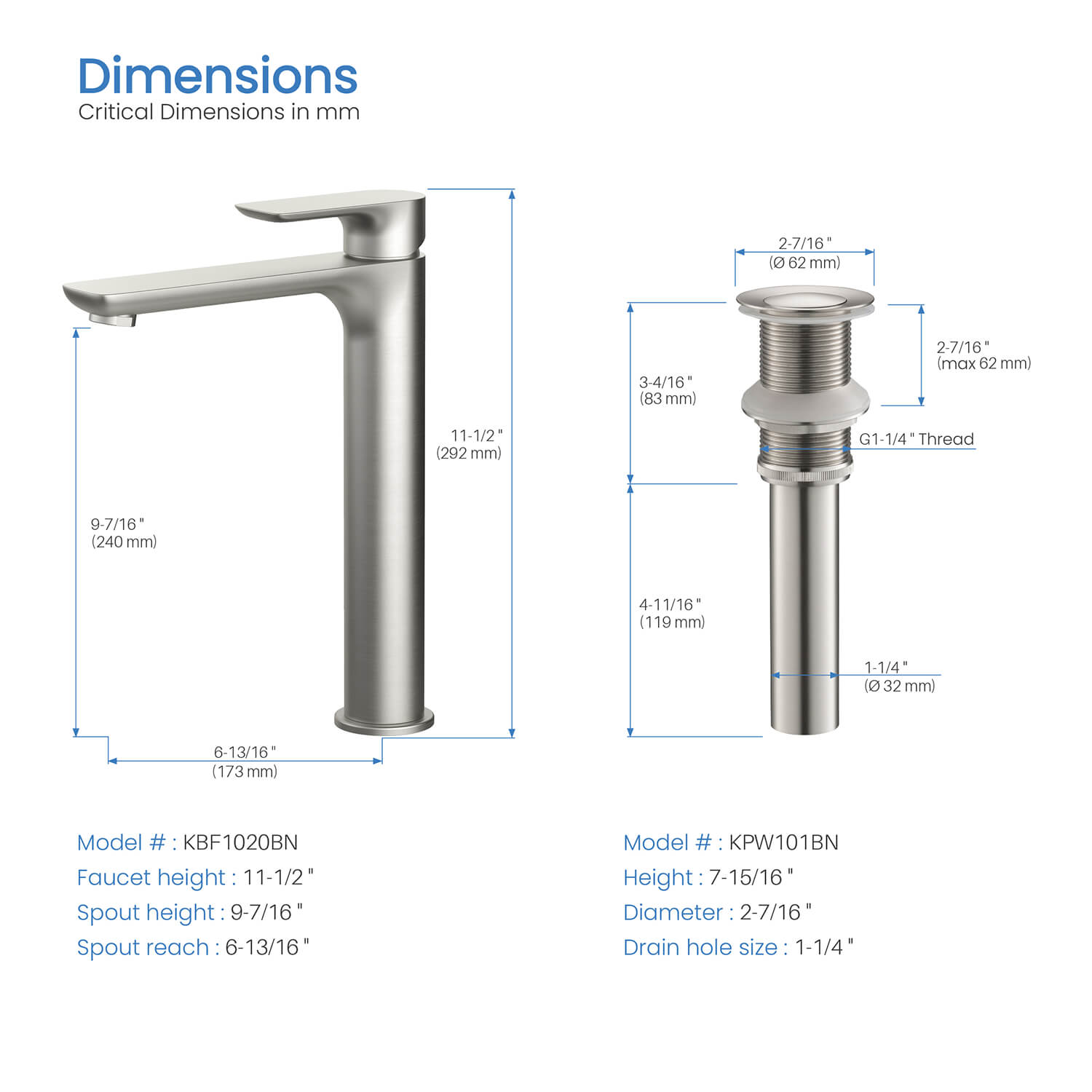 KIBI Tender-T Single Handle Bathroom Vessel Faucet – KBF1020