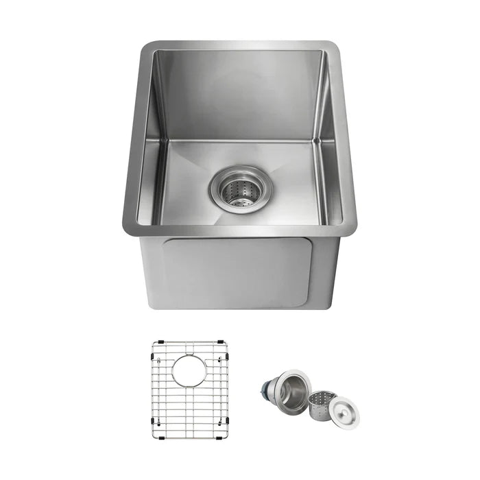 Casa Fixtures - Kitchen Sinks - 14" Handcrafted Undermount Single Bowl 16 gauge Stainless Steel Kitchen Sink (C1-14S)
