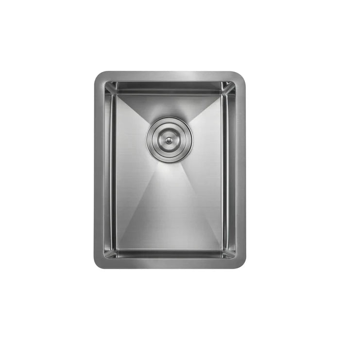 Casa Fixtures - Kitchen Sinks - 14" Handcrafted Undermount Single Bowl 16 gauge Stainless Steel Kitchen Sink (C1-14S)