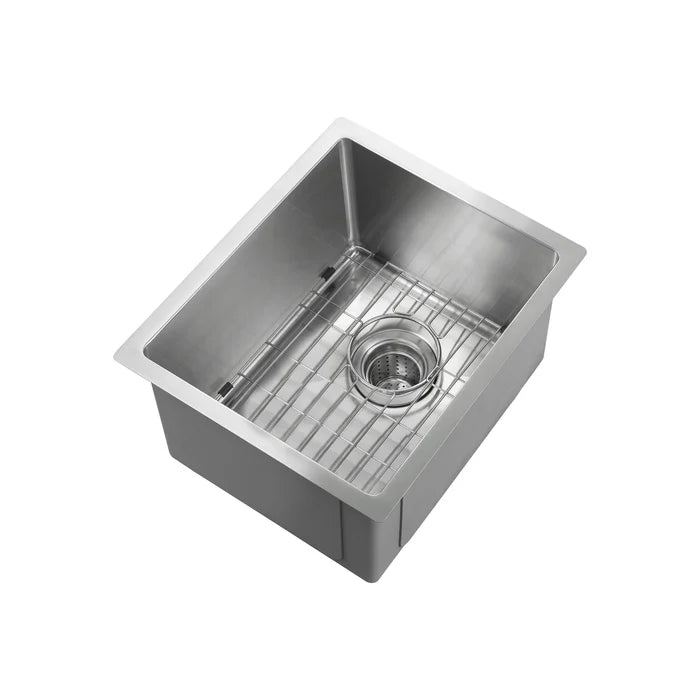 Casa Fixtures - Kitchen Sinks - 14" Handcrafted Undermount Single Bowl 16 gauge Stainless Steel Kitchen Sink (C1-14S)
