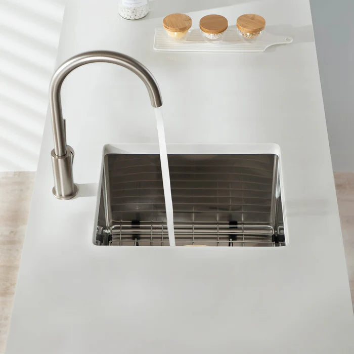 Casa Fixtures - Kitchen Sinks - 14" Handcrafted Undermount Single Bowl 16 gauge Stainless Steel Kitchen Sink (C1-14S)