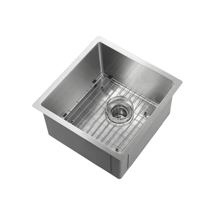 Casa Fixtures - Kitchen Sinks - 16" Handcrafted Undermount Single Bowl 16 gauge Stainless Steel Kitchen Sink (C1-16S)
