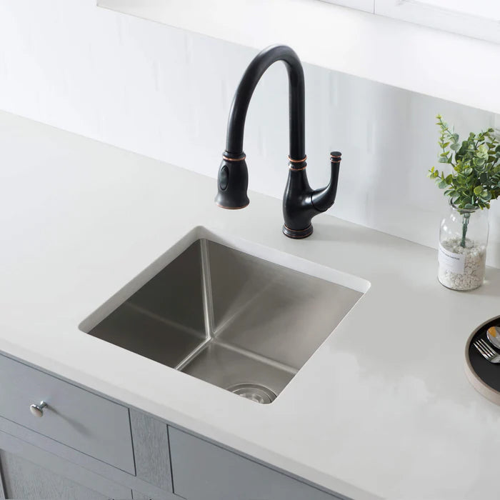 Casa Fixtures - Kitchen Sinks - 16" Handcrafted Undermount Single Bowl 16 gauge Stainless Steel Kitchen Sink (C1-16S)