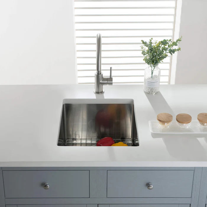 Casa Fixtures - Kitchen Sinks - 16" Handcrafted Undermount Single Bowl 16 gauge Stainless Steel Kitchen Sink (C1-16S)