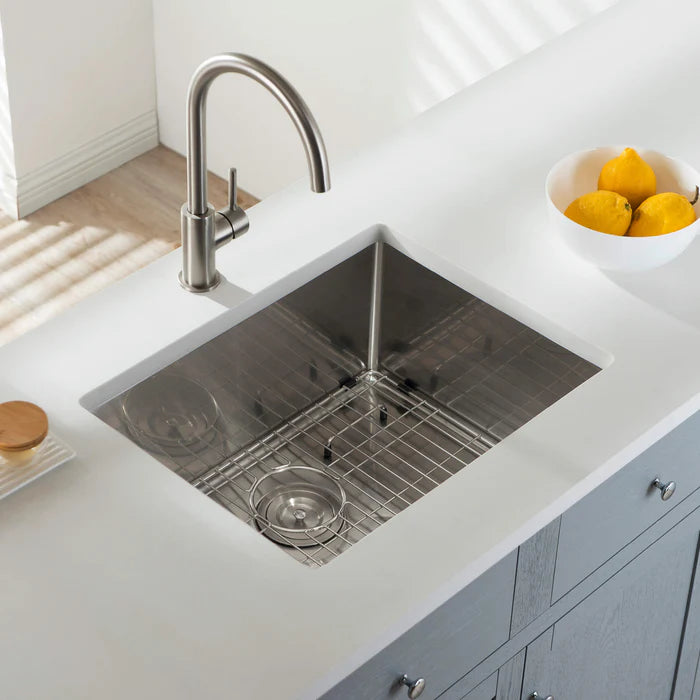 Casa Fixtures - Kitchen Sinks - 23" Handcrafted Undermount Single Bowl 16 gauge Stainless Steel Kitchen Sink (C1-23S)