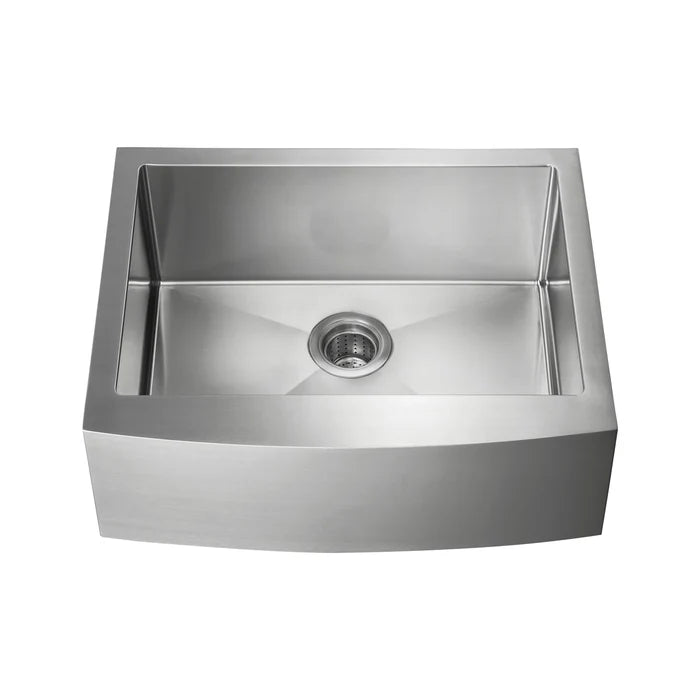 Casa Fixtures - Kitchen Sinks - 27" Handcrafted Farmhouse Apron Single Bowl Stainless Steel Kitchen Sink (C1-27SF)