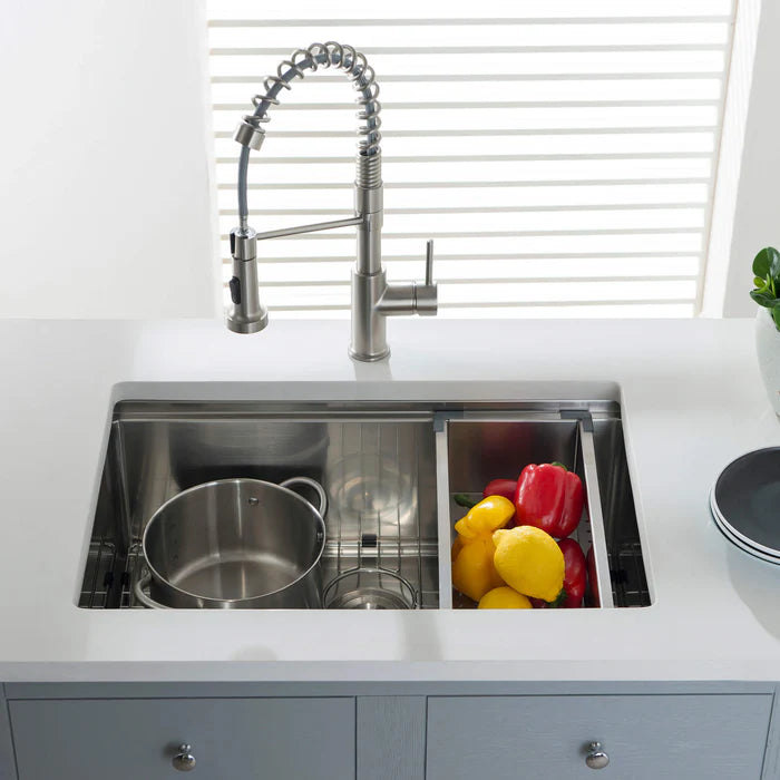 Casa Fixtures - Kitchen Sinks - 28" Undermount Single Bowl Stainless Steel Workstation Sink (C1-28ST)