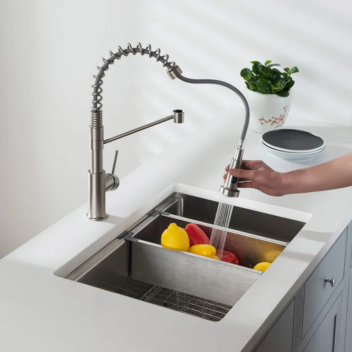 Casa Fixtures - Kitchen Sinks - 28" Undermount Single Bowl Stainless Steel Workstation Sink (C1-28ST)