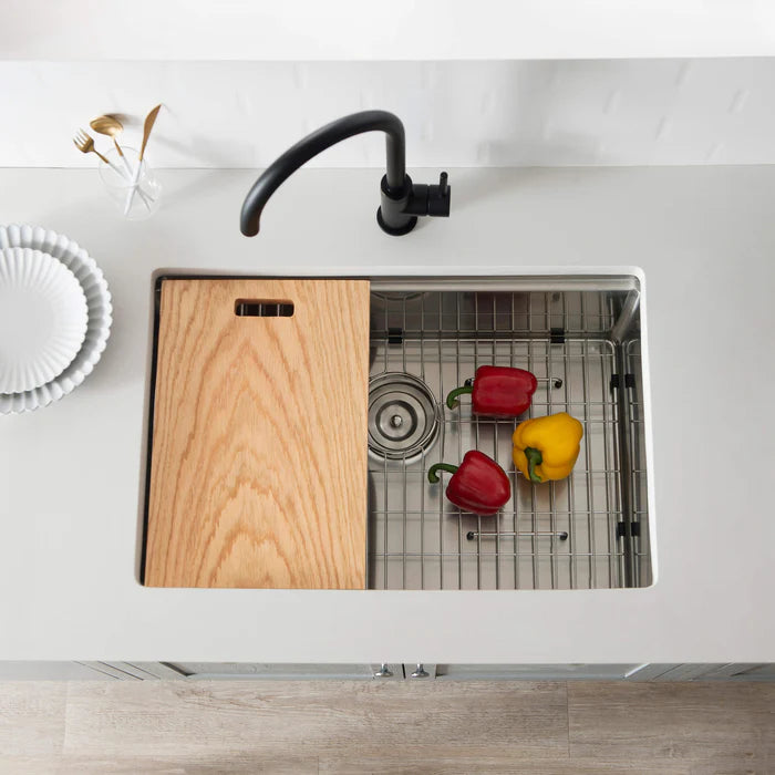 Casa Fixtures - Kitchen Sinks - 28" Undermount Single Bowl Stainless Steel Workstation Sink (C1-28ST)