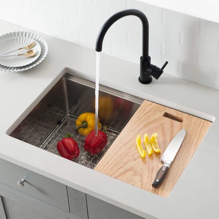 Casa Fixtures - Kitchen Sinks - 28" Undermount Single Bowl Stainless Steel Workstation Sink (C1-28ST)