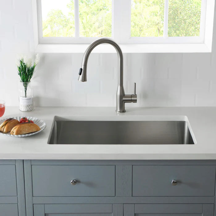 Casa Fixtures - Kitchen Sinks - 30" Handcrafted Undermount Single Bowl 16 gauge Stainless Steel Kitchen Sink (C1-30S)