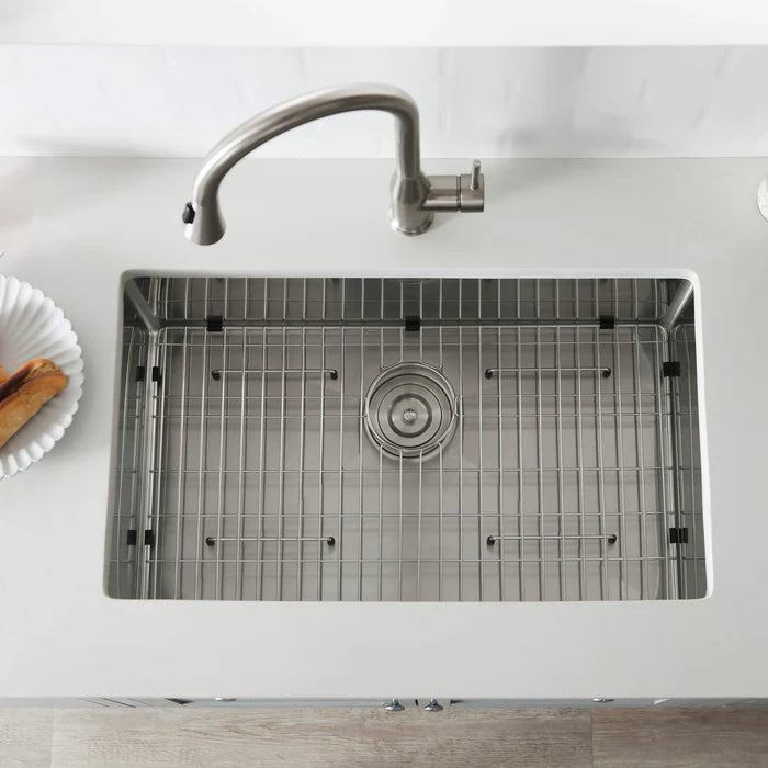 Casa Fixtures - Kitchen Sinks - 30" Handcrafted Undermount Single Bowl 16 gauge Stainless Steel Kitchen Sink (C1-30S)