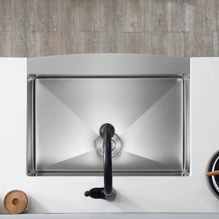 Casa Fixtures - Kitchen Sinks - 30" Handcrafted Farmhouse Apron Single Bowl Stainless Steel Kitchen Sink (C1-30SF)